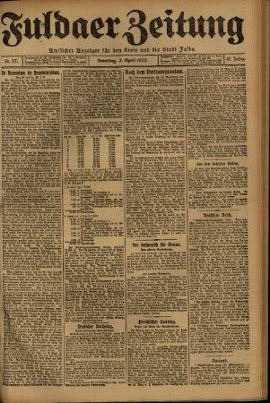 Erste Ausgabe vom Sonntag, den 02. April 1922.