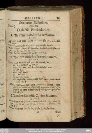 Die dritte Abtheilung Von den Dialectis Particularum.