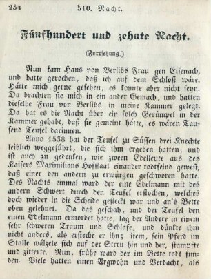 Fünfhundert und zehnte Nacht