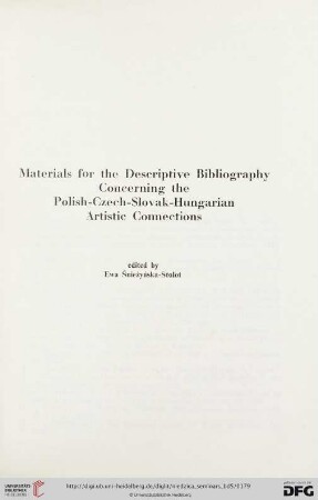 Materials for the Descriptive Bibliography. Concerning the Polish-Czech-Slovak-Hungarian Artistic Connections