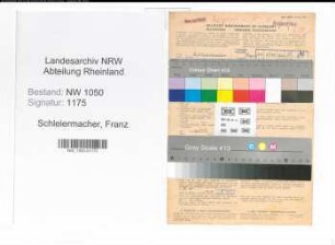 Entnazifizierung Franz Schleiermacher , geb. 19.11.1900 (Beamter)