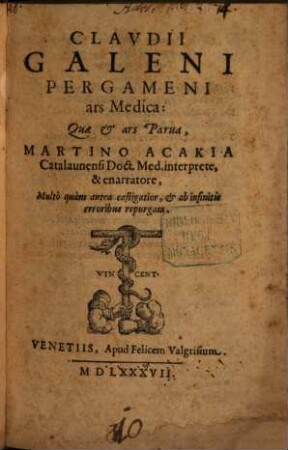 Ars medica, quae et Ars parva ...