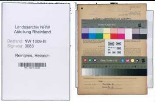 Entnazifizierung Heinrich Reintjens , geb. 05.02.1898 (Schreiner)