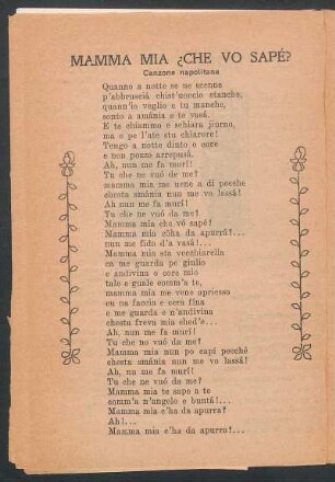 Mamma mia ¿Che vo sapé? : Canzone napolitana