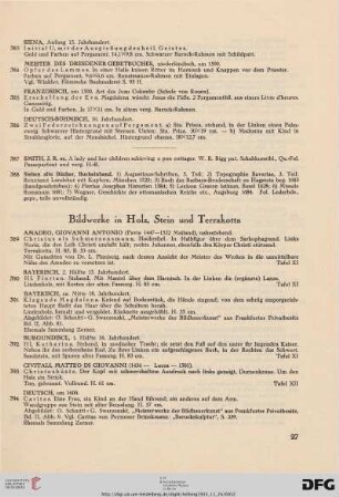 Bildwerke in Holz, Stein und Terrakotta (Nr. 389-419)