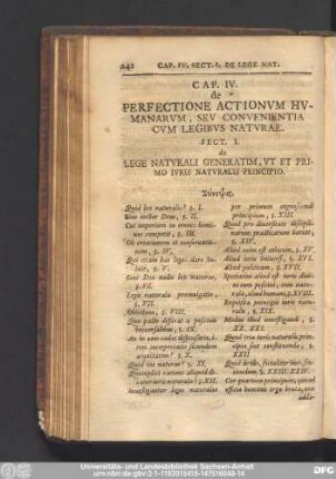 Sect. I. de Lege Naturali Generatim, Ut Et Primo Iuris Naturalis Principio.