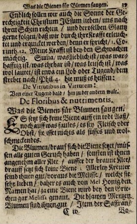 De Floribus & nutrimentis. Was die Bienen für Blumen saugen.