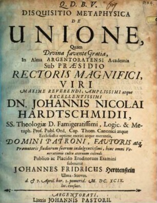 Disquisitio metaphys. de unione