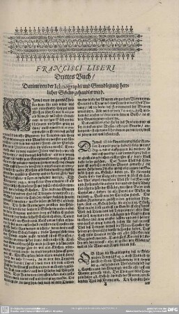 Drittes Buch/ Darinnen der Ichnographi und Grundlegung herrlicher Gebäu gehandlet wird.