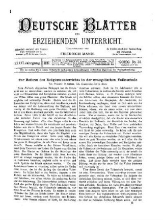 Zur Reform des Religionsunterrichts in der evangelischen Volksschule