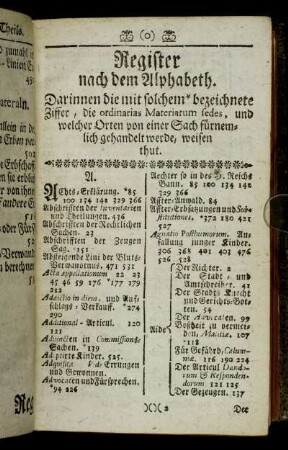 Register nach dem Alphabeth.