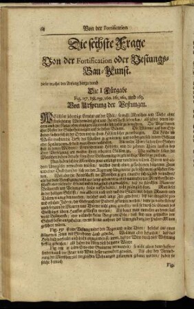 Die sechste Frage Von der Fortification oder Vestungs-Bau-Kunst.
