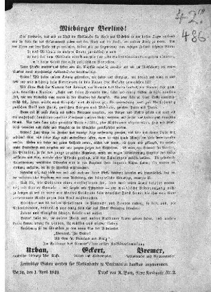 Mitbürger Berlins! (Sammlung Friedlaender)
