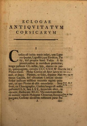 Jo. Guilielmi Bergeri Eclogarium Corsicum, 2. Exercitatio ... Eclogae Antiquitatum Corsicarum