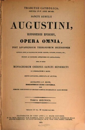 Sancti Aurelii Augustini, Hipponensis episcopi, opera omnia, 2