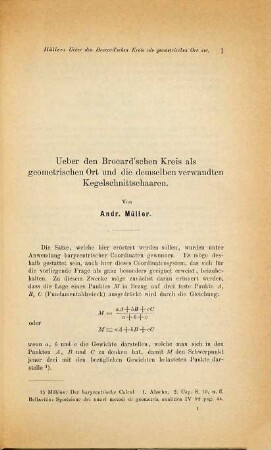 Untersuchungen über den Brocardśchen Kreis : und das verallgemeinerte Brocardśche Dreieck
