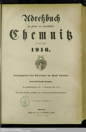 59.1916: Adressbuch der Fabrik- und Handelsstadt Chemnitz : ein Wegweiser für Einheimische u. Fremde