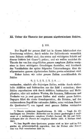 XI. Ueber die Theorie der ganzen algebraischen Zahlen.