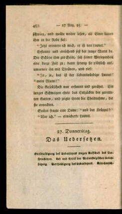 27. Donnerstag. Das Uebersetzen