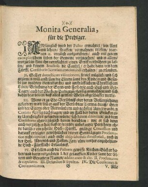 Monita Generalia, ...