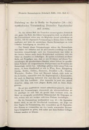 Einladung zu der in Berlin im September (18. - 24.) stattfindenden Versammlung Deutscher Naturforscher und Aerzte