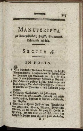 Manuscripta zur Naturgeschichte, Physik, Mathematik, Oekonomie gehörig.
