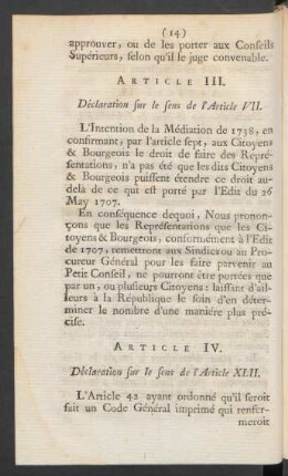 Article IV. Déclaration sur le sens de l'Article XLII.