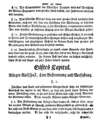 Eilftes Capitul. Bürger-Ausschuß, seine Bestimmung und Verfaßung.