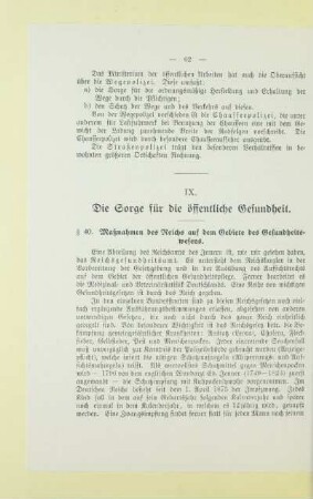 IX. Die Sorge für die öffentliche Gesundheit