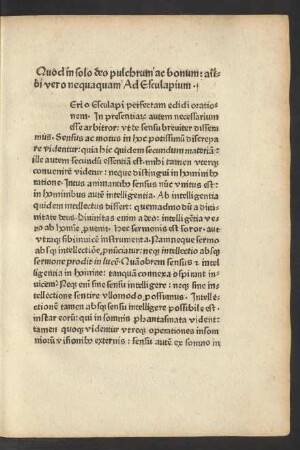 Quod in solo deo pulchrum ac bonum: alibi vero nequaquam Ad Esculapium.