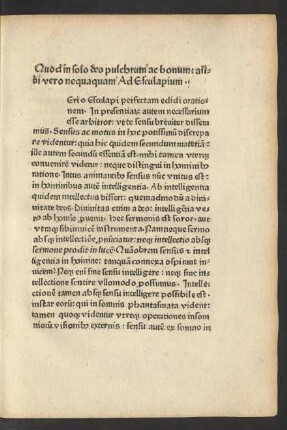 Quod in solo deo pulchrum ac bonum: alibi vero nequaquam Ad Esculapium.