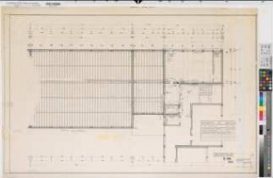 Soest (Soest) 2. Erweiterung des Archigymnasiums Grundriß 2. Obergeschoß 1. Teil, Sparrenlage 1976 1 : 50 74 x 117 Zeichnung Staatshochbauamt Soest