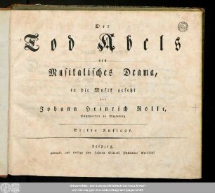 Der Tod Abels : ein Musikalisches Drama