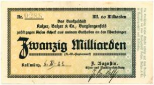 Geldschein / Notgeld, 20 Milliarden Mark, 6.11.1923