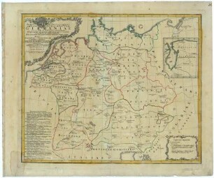 Mappa chorographica Omnivm Episcopatvvm Germaniae ab AC. MD ad MDCCLX existentium. : II. Episcopatuu[m] ante primum millenarium qui vel desierunt vel in alia loca aut nomina transierunt. III. Locorum omnium ubi Concilia Germaniae habita fuere nomina et Sedes, dicata ... ac Domino, Domino Iohanni Mavritio Gvstavo Comiti De Manderscheid, ... a Iosepho Harzheim, S.I.