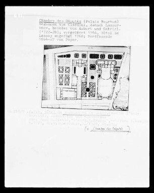 Paris, Chambre des Députés, Grundriss und Plan des Gartens