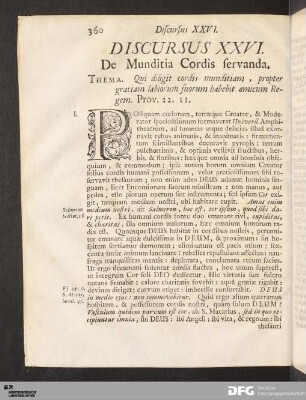 Discursus XXVI. De Munditia Cordis servanda