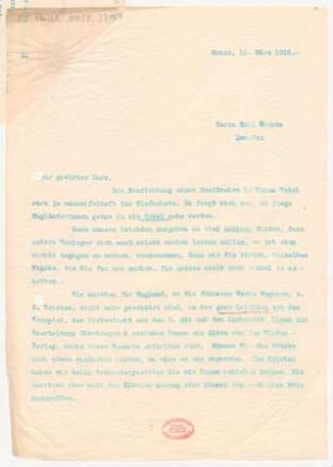 Brief an Emil Kronke : 12.03.1910
