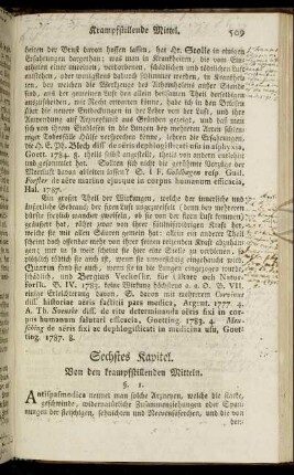 Sechstes Kapitel. Von den krampflindernden Mitteln. - Siebentes Kapitel. Von den schmerzstillenden und schlafmachenden Arzneyen.