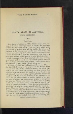 Thirty Years in Australia. Some Memories. VIII.