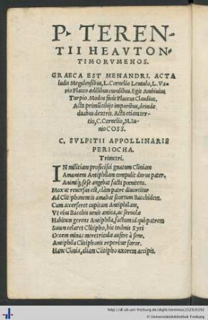 P. Terentii Heautontimorumenos.