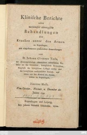 H. 2: Vom October, Novemb. u. December des Jahres 1799.