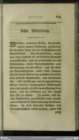 Achte Abtheilung