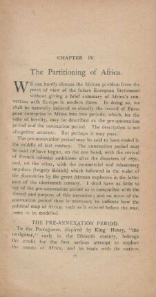 Chapter IV. The partitioning of Africa