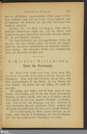 Sechzehnte Betrachtung. Ueber die Verdauung