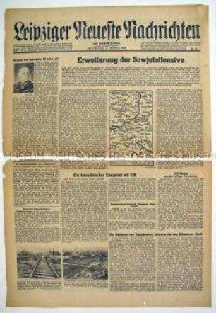 Titelblatt der Tageszeitung "Leipziger Neueste Nachrichten" zur Offensive der Roten Armee