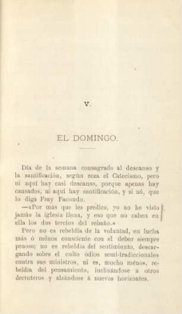 V. El domingo