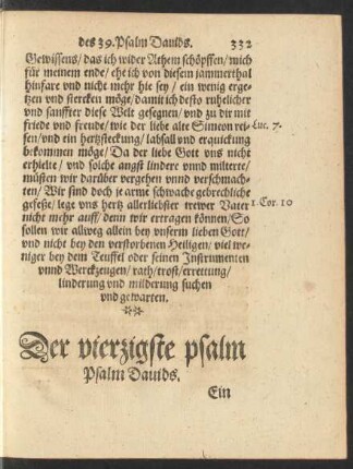 Der vierzigste psalm Psalm Davids.