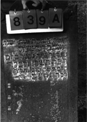 Grabstein 839 (Index: 100095026) Maße HxBxT: 120x53x10 cm: Grabstein 839A