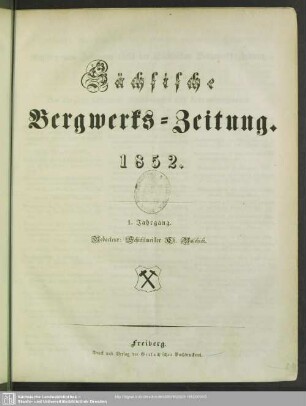 1.1852: Sächsische Bergwerks-Zeitung